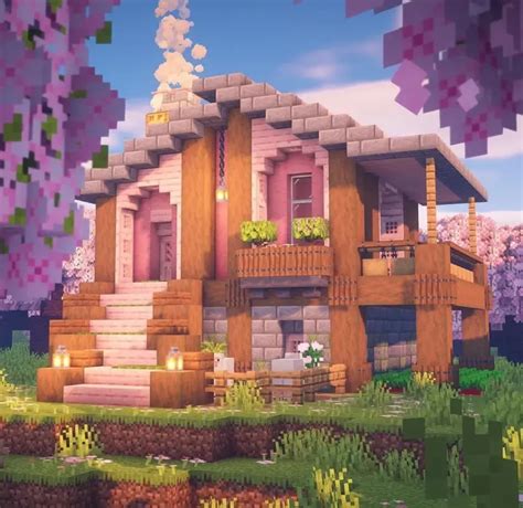 minecraft cherry blossom house|minecraft house tutorial cherry blossom.